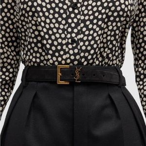 BNIB! Rare! AUTHENTIC Saint Laurent YSL Monogram Suede Belt SIZE 80 MSRP $695